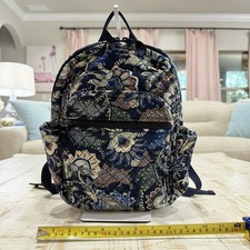 Zaino trapuntato Vera Bradley blu floreale Java Navy Camp mini borsa compatta