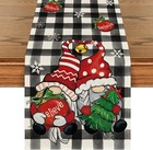 Artoid Mode Buffalo Plaid Gnome Bell Xmas 13 x 60, Table Runner, Black/White 