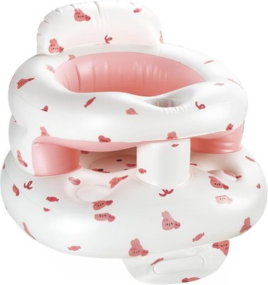 Aufblasbarer Baby Bodensitz mit Tablett Tragbar Sit-Me-Up Stuhl 3+ Monate Rosa