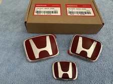 Genuine 3pcs Gloss Red Front Griile Emblem Rear Badge For 1996-2000 Honda Civic