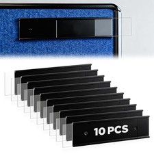 Set of 10 Black 8x2 Aluminum Name Plate Holders with Clear Inserts for Door