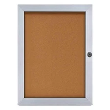 UNITED VISUAL PRODUCTS UVEB1824-SATIN-CORK Enclosed Bulletin Board,Letter,24"x18