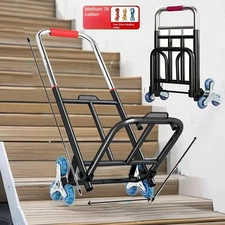 330 lbs Stair Climbing Cart Heavy Duty Folding Hand Truck Dolly 6 Wheels + Ropes