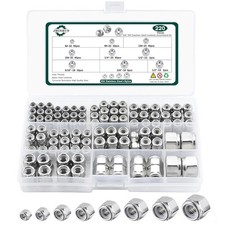 SAE Lock Nuts Assortment Kit, 220PCS Nylon Insert Nut Sets, 304 Stainless Steel