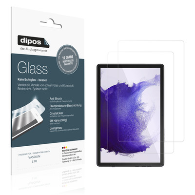 2x Schutzfolie für VASOUN L10 - Anti-Shock 9H Folie dipos Glass Kunststoffglas
