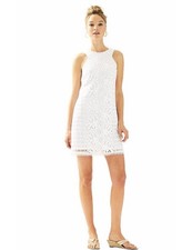 Lilly Pulitzer Mango Resort White Palm Leaf Lace Shift Dress XXS Sleeveless EUC