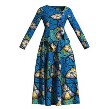 Women's African Print Dress Vibrant Geometric Resort Maxi Dress Button Front