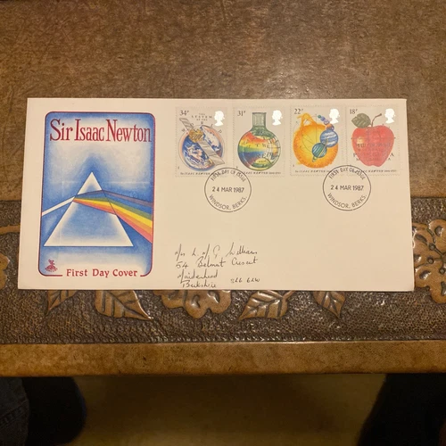 GB 1987 Sir Isaac Newton Mercury FDC + Windsor, Berks FDI postmark