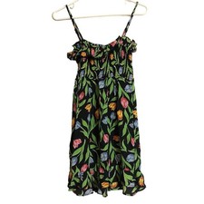 Urban Outfitters Mini Dress Hawaiin Floral Tulips Spaghetti Straps Ruffles XS