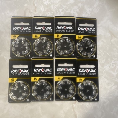 Rayovac Loud N' Clear Size 10 (Yellow) Zinc-Air Hearing Aid Batteries 8 Pack