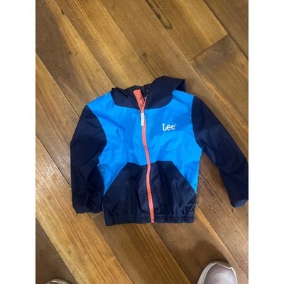 Lee Boys Blue Colorblock Hooded Windbreaker Jacket Size 2T Full Zip Outerwear