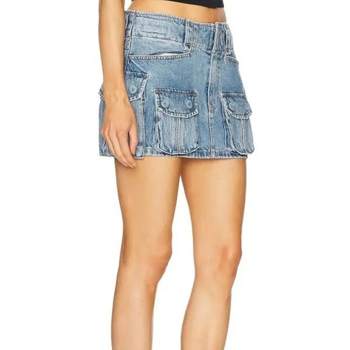 Gonna Alexander Wang blu denim micro mini tasche cargo 27 nuova lavaggio medio - Foto 7 di 7