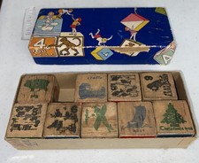 9 Antique Children's numbers Anima letters wood BLOCKS