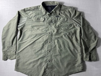 Wrangler ATG Men s Button Up Shirt Green 2XT Vented Outdoor Hiking 3 Pocket