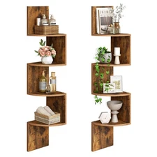 HOOBRO Corner Shelf Wall-Mounted, Set of 2 Floating Corner Shelves for Wall, ...