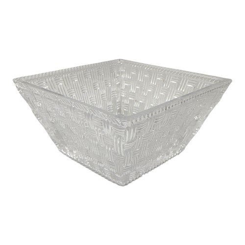 Tiffany & Co Crystal Woven Square Bowl Basket Weave Pattern 6in - Picture 6 of 12