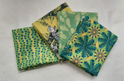 4 Fat Quarters, Green - Var. Designers FQ 18 x 22 Cotton Quilting Fabric Ver 3