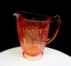 Jeannette Glass Cherry Blossom Pink Vintage 6 7/8" Water Pitcher 1930-1939