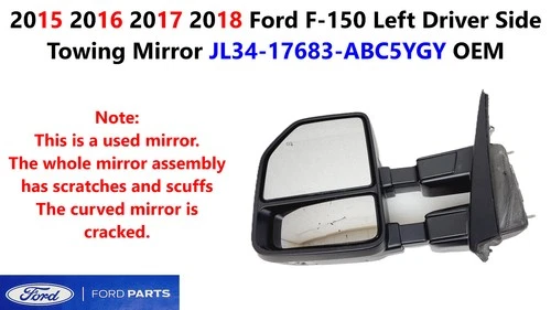 2015 2016 2017 2018 Ford F150 Left Driver Side Towing Mirror JL34-17683-ABC5YGY