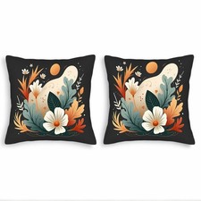 Set of 2 Decorative Throw Pillow Covers 18x18in - Stylish Floral Design
