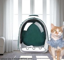 Green New PetPack Clear Bubble Carrier Space Capsule Breathable Pet Cat Hiking