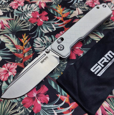 SRM Knives Rubik 7228B-GT G10 14C28N Stahl Ambi-Clip weiß Messer Taschenmesser