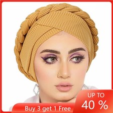 African Headtie Turban Chemo Cap for Women Muslim Bonnet Hijab Wrap Hat Braids