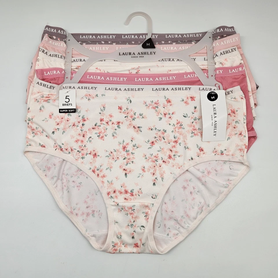 Paquete de 5 bragas calzoncillos de microfibra suave beige rosa crema LAURA ASHLEY para mujer M L XL Foto 2 de 4