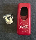 COCA COLA ANTIQUE VINTAGE STATIONARY BOTTLE OPENER  W/CAP DROP HOLDER COVER