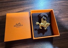 HERMES Pegasus Horse Cadena Gold Charm Padlock Keychain Used