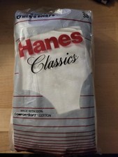 NIP VTG 1988 Hanes Classics Men  s White Briefs Size 38 6 Pack Large Underwear