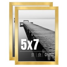 LaVie Home 5x7 Picture Frame 2 pack, Display Pictures 5 x 7 Frame, 5x7 Gold P...