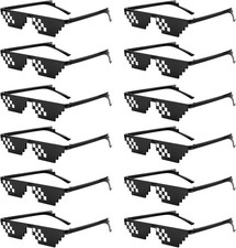 12 Pack Unisex Thug Life Party Sunglasses 8 Bits Style Pixel Mosaic Glasses