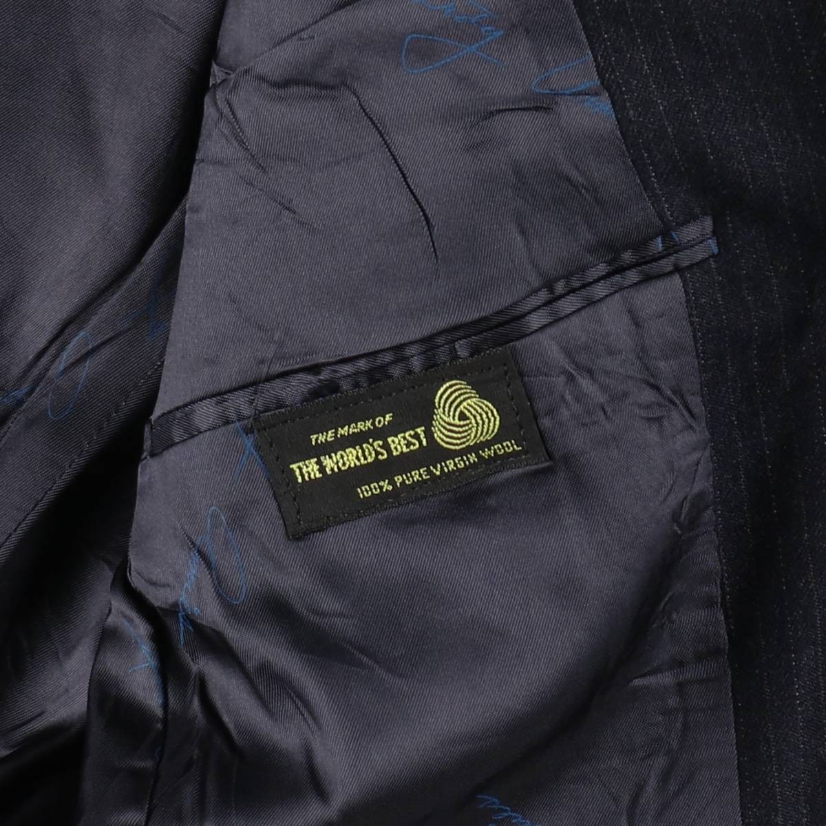 Used HARDY AMIES Stripe Pattern Navy Blazer Tailored Jacket Men's Size M image 5