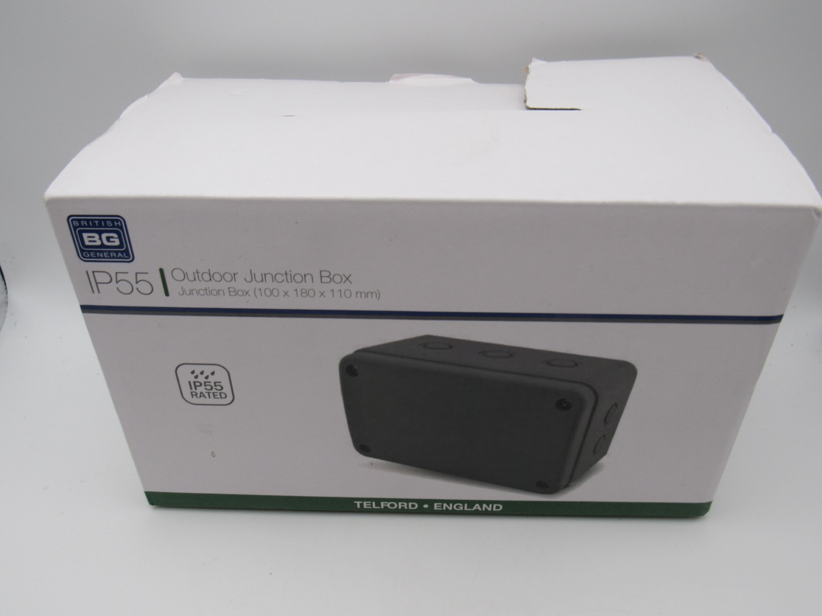 BG Weatherproof Enclosure IP55 Outdoor Junction Box 180x110x100mm Grey WPBJB1