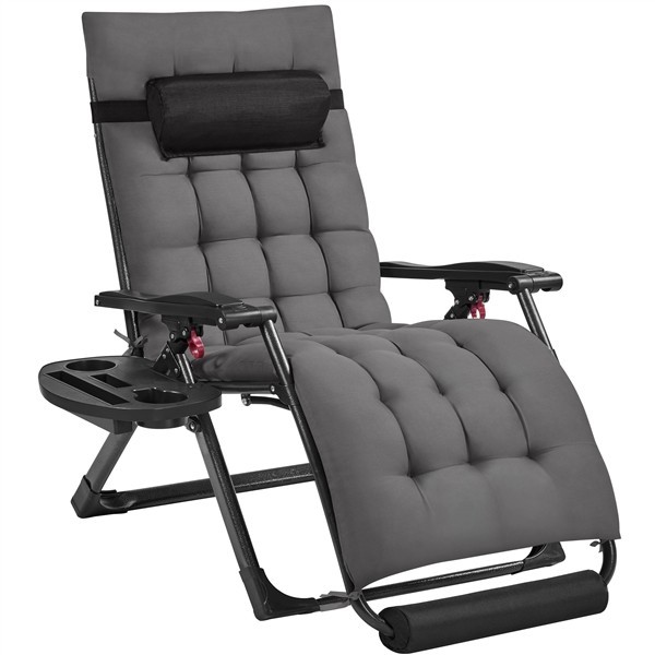 Zero Gravity Recliner with 8cm Padded Cushion XL Outdoor Folding Lounger, Grey