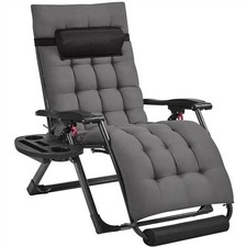 Zero Gravity Recliner with 8cm Padded Cushion XL Outdoor Folding Lounger, Grey