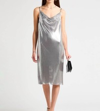 Versace Silver Chainmail Midi Dress with Medusa Hardware NWT USA 4