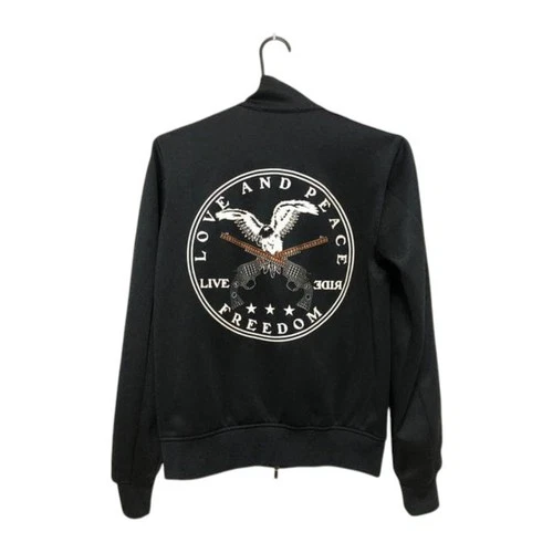 roar Zip Jersey Track Jacket Rhinestone Cross Gun Eagle Black 2 Made in Japan - product listing photo