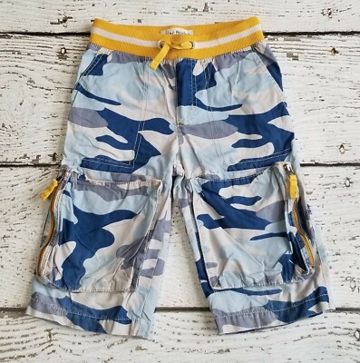 MINI BODEN Boys Blue Yellow Camouflage Techno Cargo Shorts