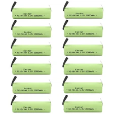 Kastar 12PCS AA 1.2V 2000mAh NiMH Rechargeable Batteries Cell Flat Top w/ Tabs 