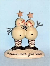 Blossom Bucket SUZI Skoglund SNOWMEN MELT YOUR HEART Snowmen Figurine - Retired