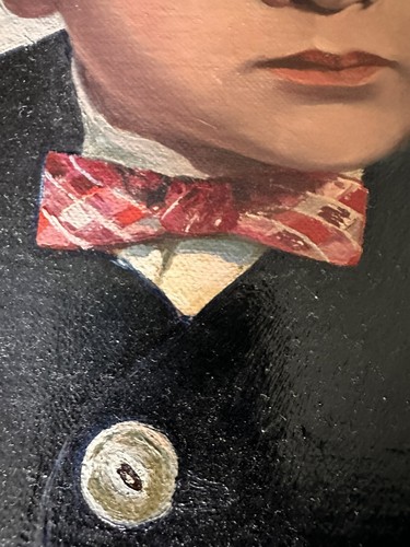 Original Vintage Oil Painting by Joseph Jenny Boy In A Bow Tie - Picture 7 of 9
