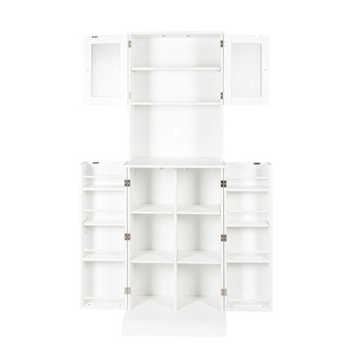 Tall Kitchen Pantry Storage Cabinet Drawer & Adjustable Shelves for Dining Room - Picture 21 of 96