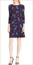 Lauren Ralph Lauren women dress 250780248001 purple blue floral sz 12 $135