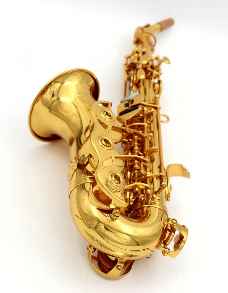 Восточная музыка немецкий стиль золотой лак изогнутый сопрано саксофон с гравировкой - Изображение 3 из 4