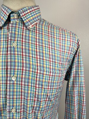 Solemare Maus Hoffman Men s Gingham Check Button Down Shirt Sz Medium Italy Made