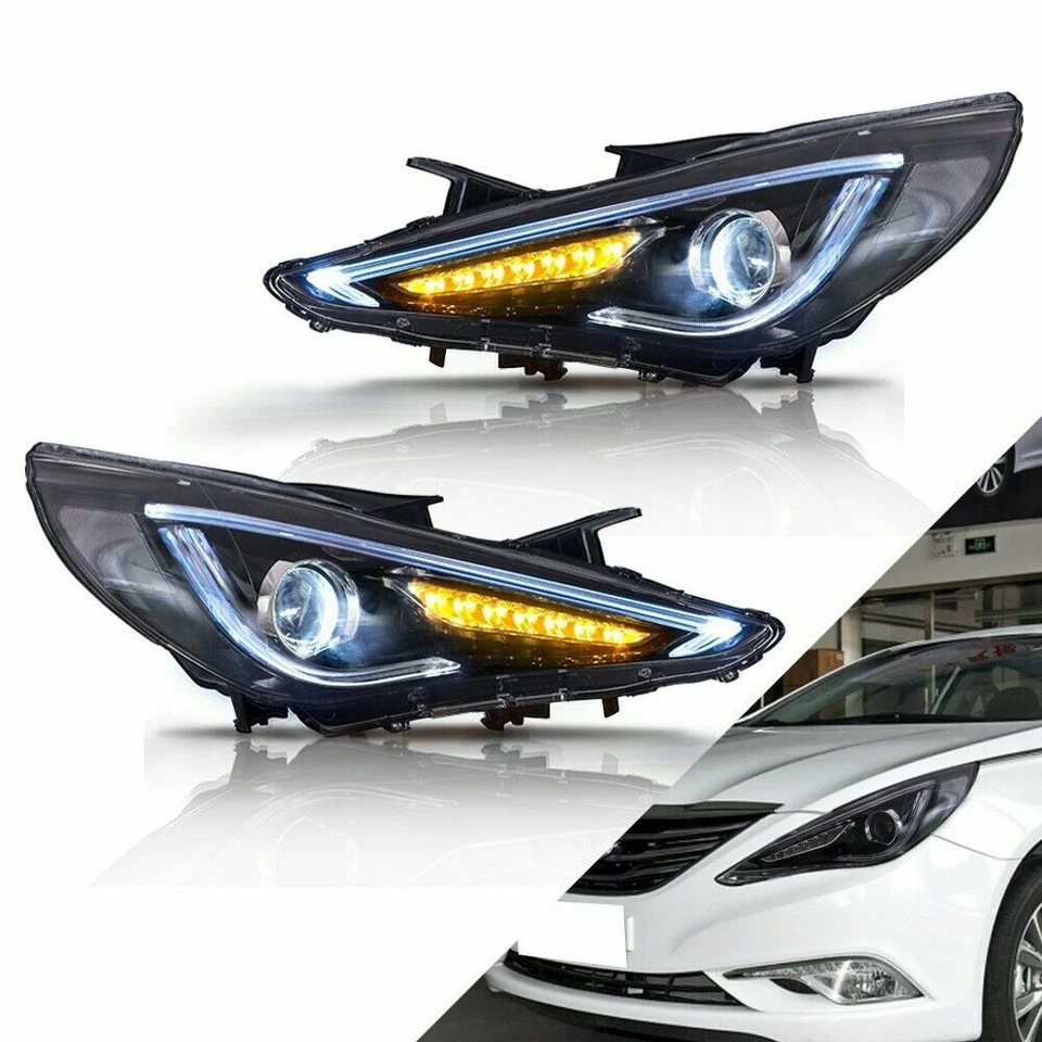 Faros proyectores LED para Hyundai Sonata 2011-2014 lente de doble haz secuencial Foto 2 de 4