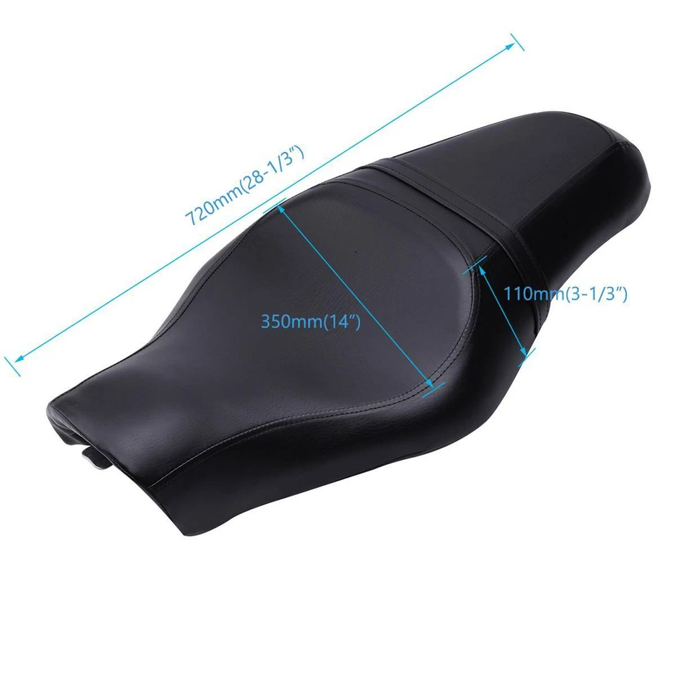 Ajuste para Harley Davidson Forty Eight conductor y pasajero trasero cuero dos asientos Foto 2 de 4