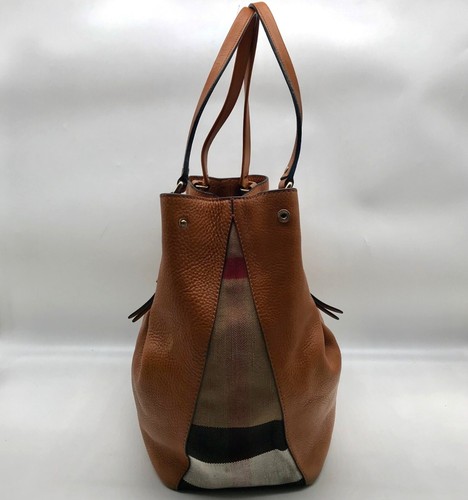 Burberry Brown Pebbled Leather Maidstone Brit Tote Bag - Picture 4 of 10